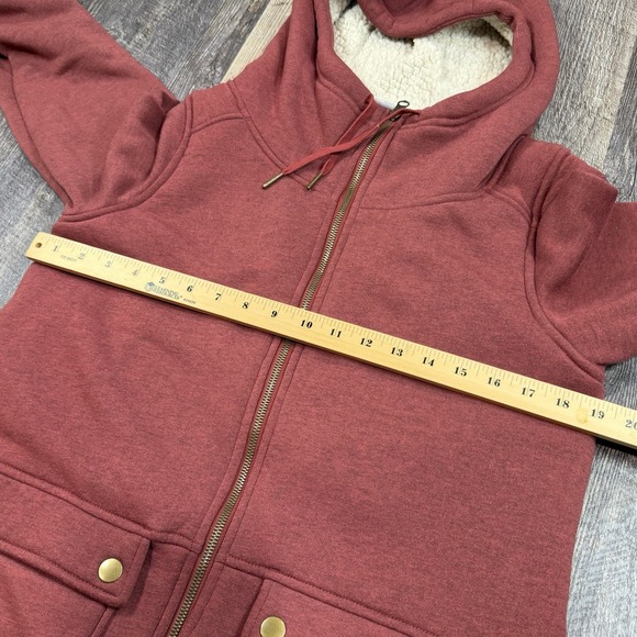 Columbia Women's Sherpa Lined Chore Hooded Jacket Red Zip Up Size M Lightweight - Picture 13 of 14